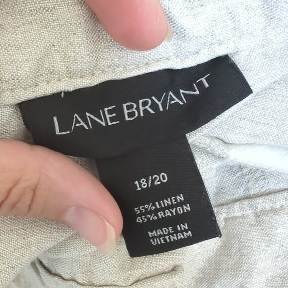 Lane Bryant Womens Linen Cropped Culotte Pants Gold Cream Beachy Casual 18 20 - Picture 5 of 6